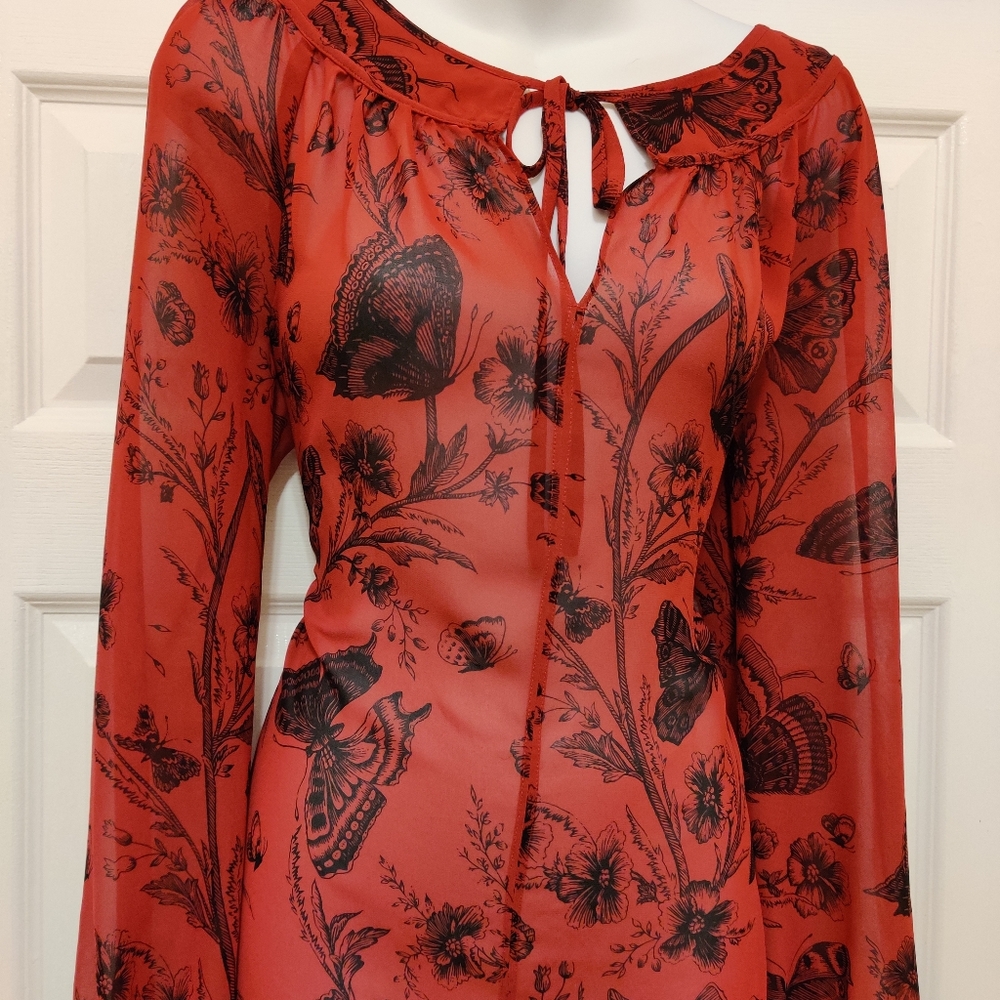 Chaffing Blouse Loft Size M Maroon/Black
